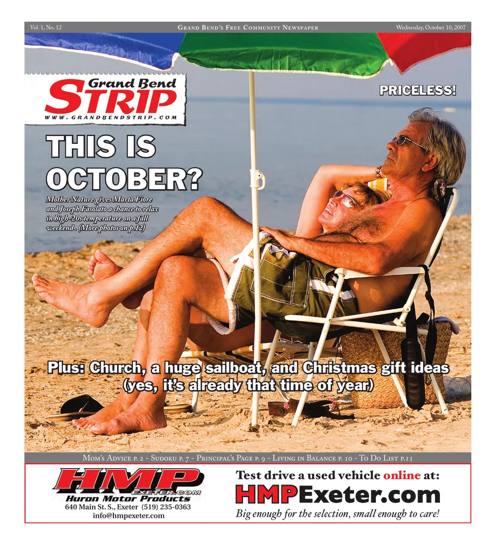 Front page of the Grand Bend Strip, October 10, 2007