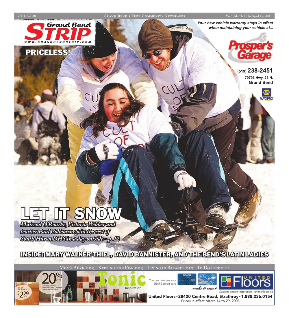 Front page of the Grand Bend Strip, March 12, 2008
