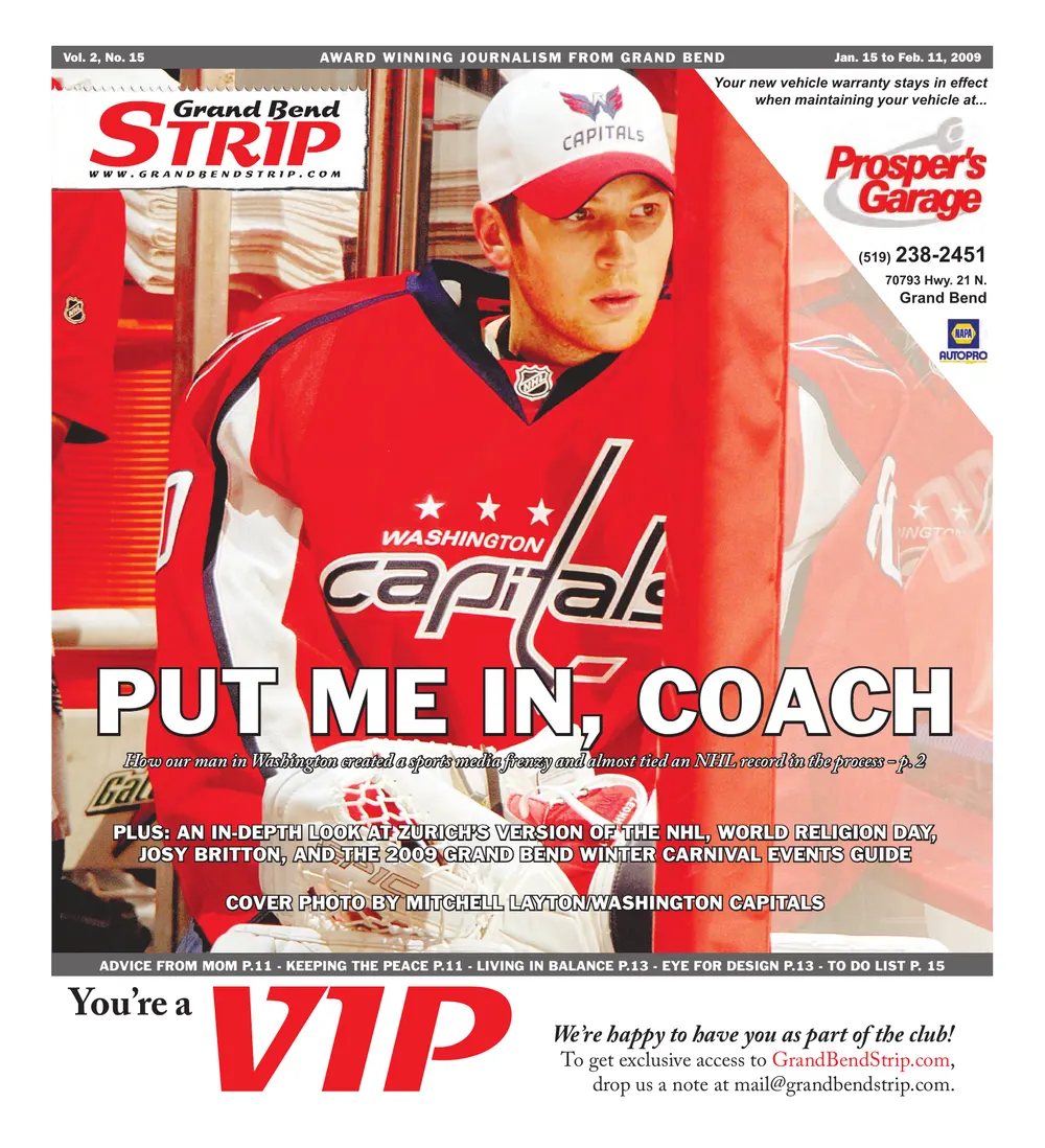 Front page of the Grand Bend Strip, January 15, 2009