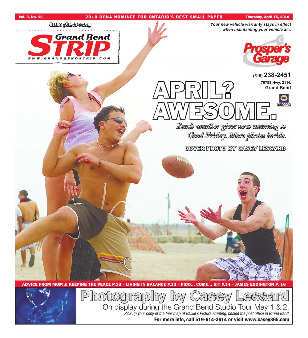 Front page of the Grand Bend Strip, April 15, 2010
