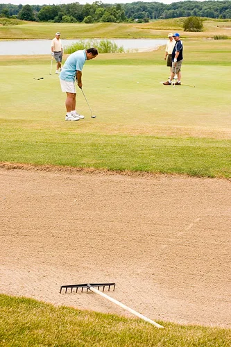 Number 11 at Sand Hills has a tough approach shot